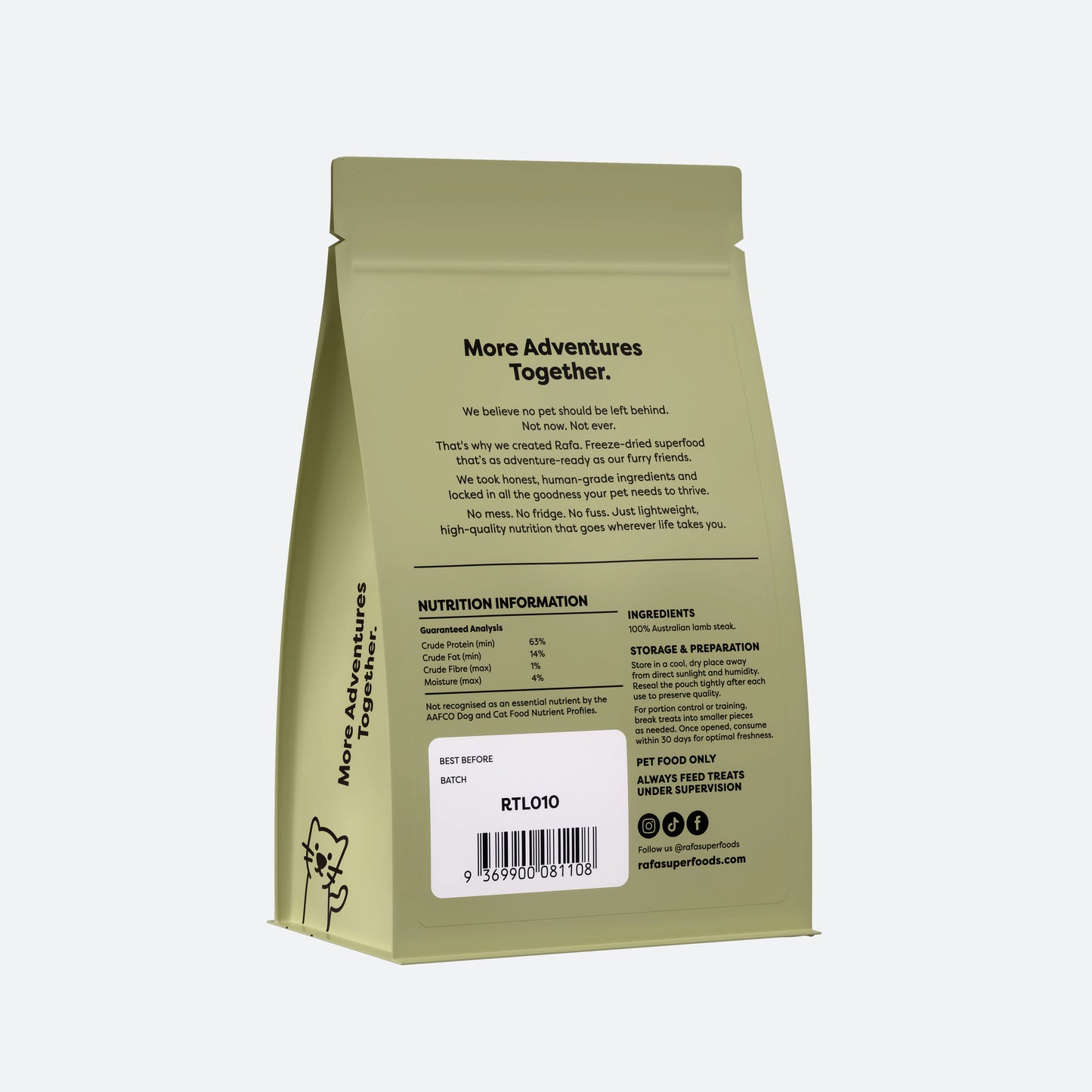 RAFA Raw Freeze-Dried Treats | Human-Grade Lamb Steak