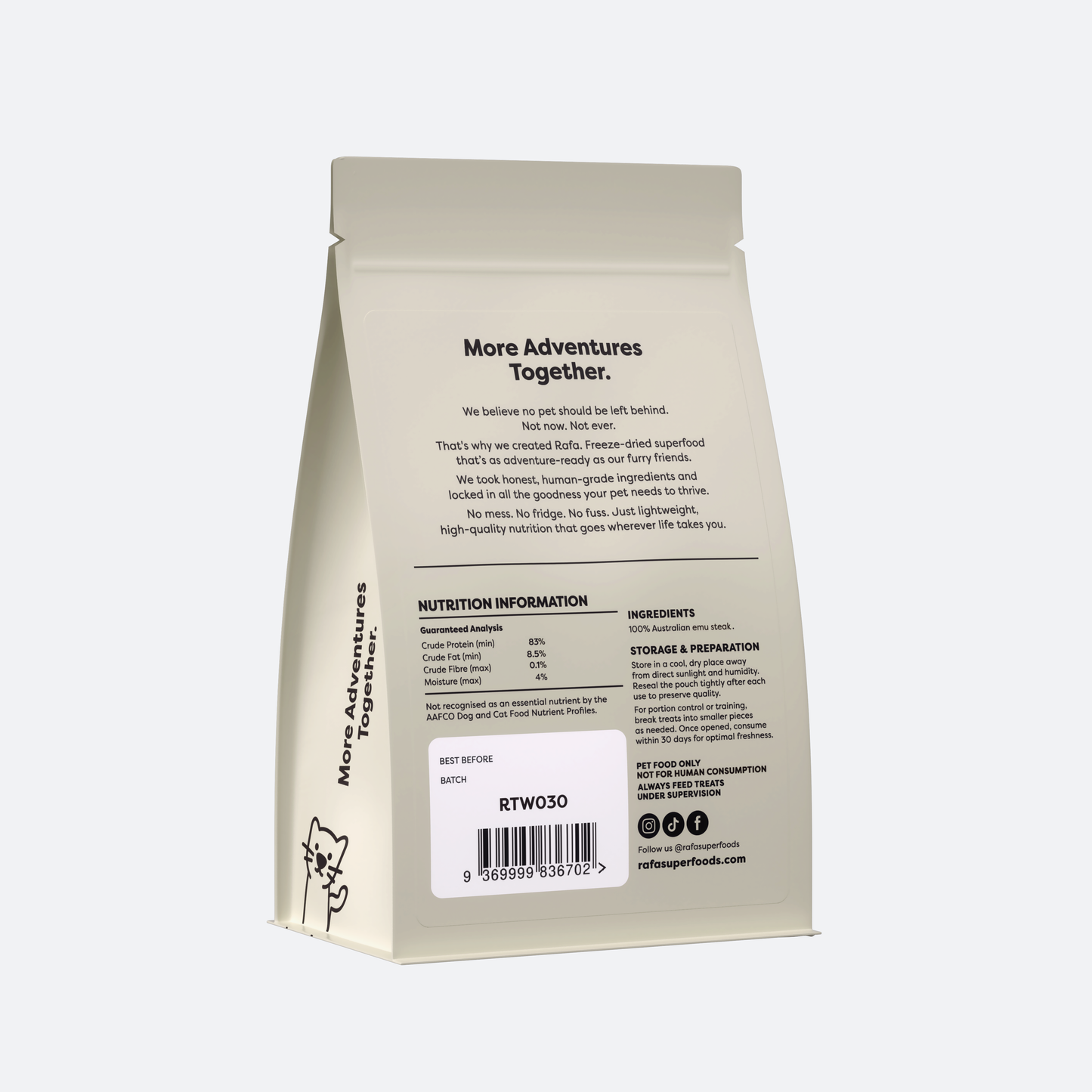 RAFA Raw Freeze-Dried Treats | Human-Grade Emu Steak