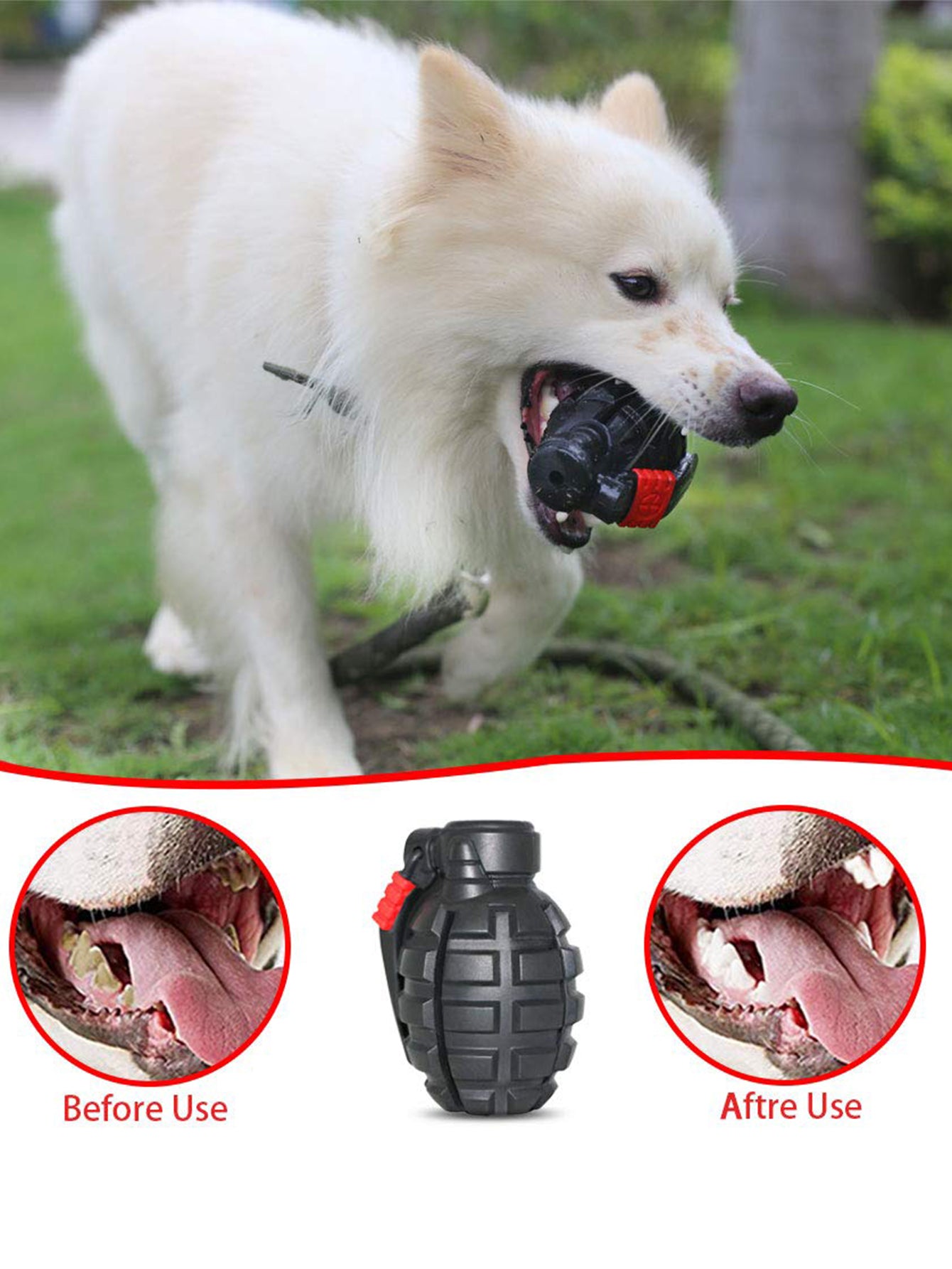 PETOPIA Ultra Tough Dog Toy Hand Grenade