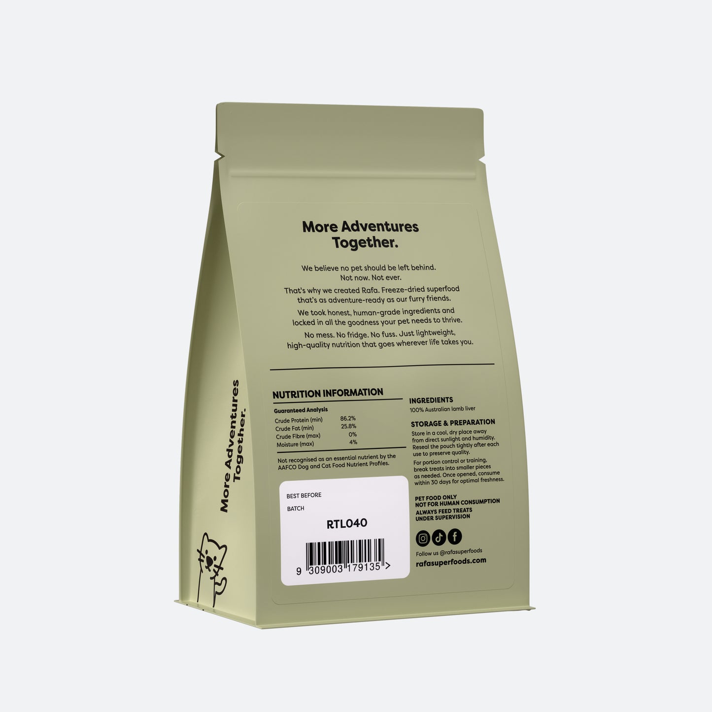 RAFA Raw Freeze-Dried Treats | Human-Grade Lamb Liver