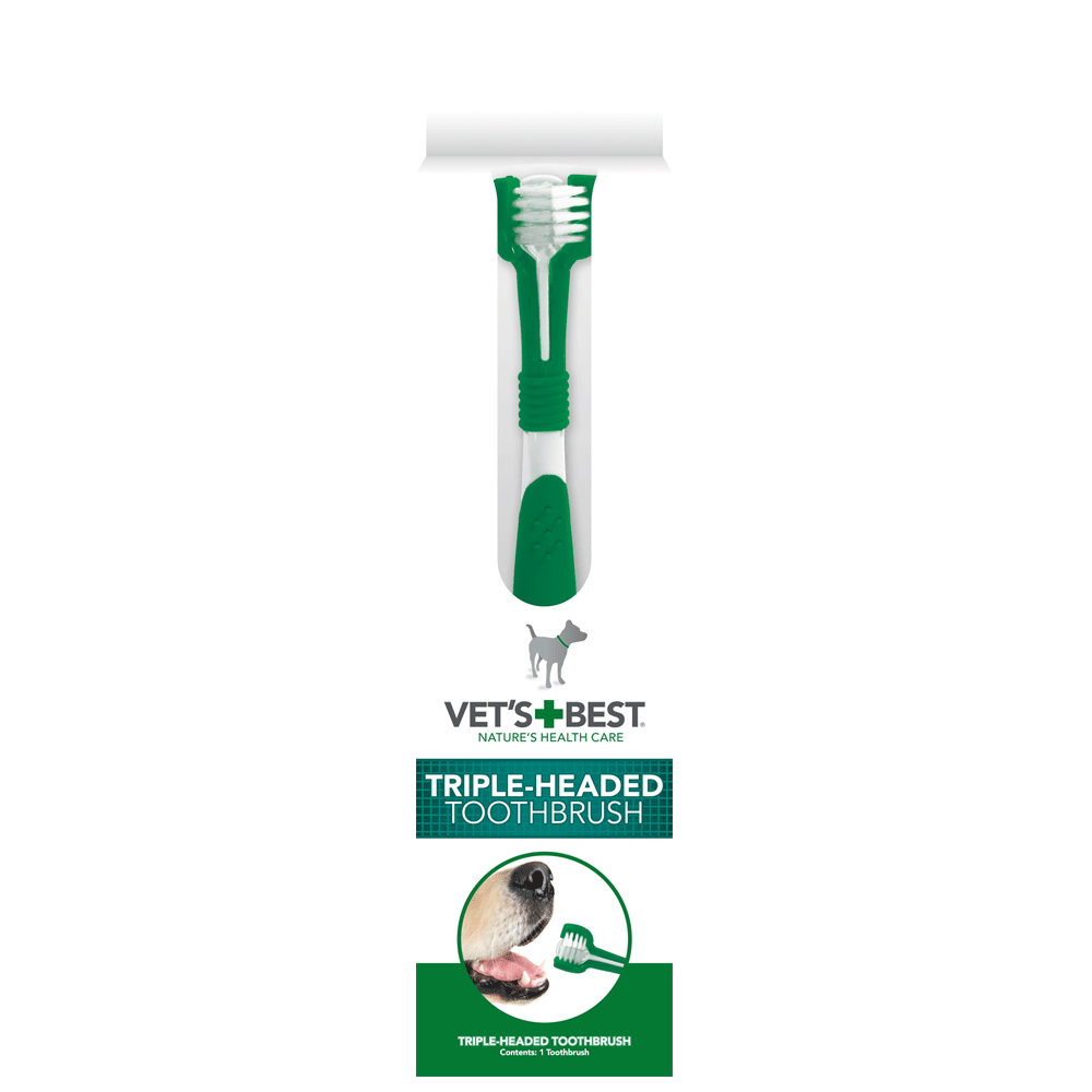 VET'S BEST Triple Headed Toothbrush For Dogs