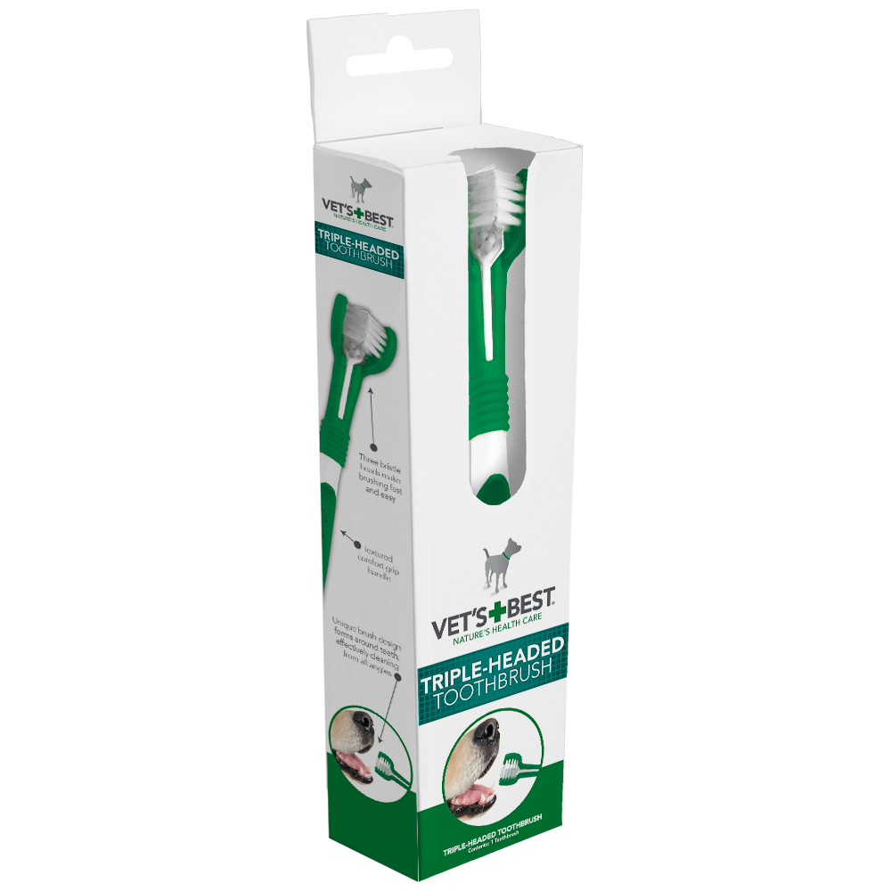 VET'S BEST Triple Headed Toothbrush For Dogs
