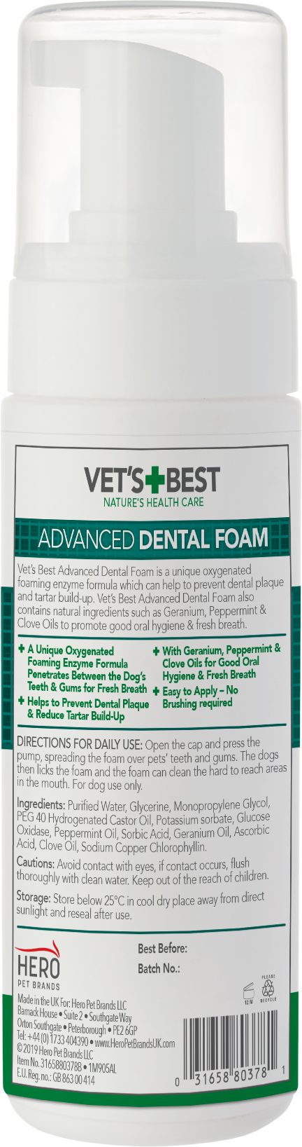VET'S BEST Advanced Dental Foam