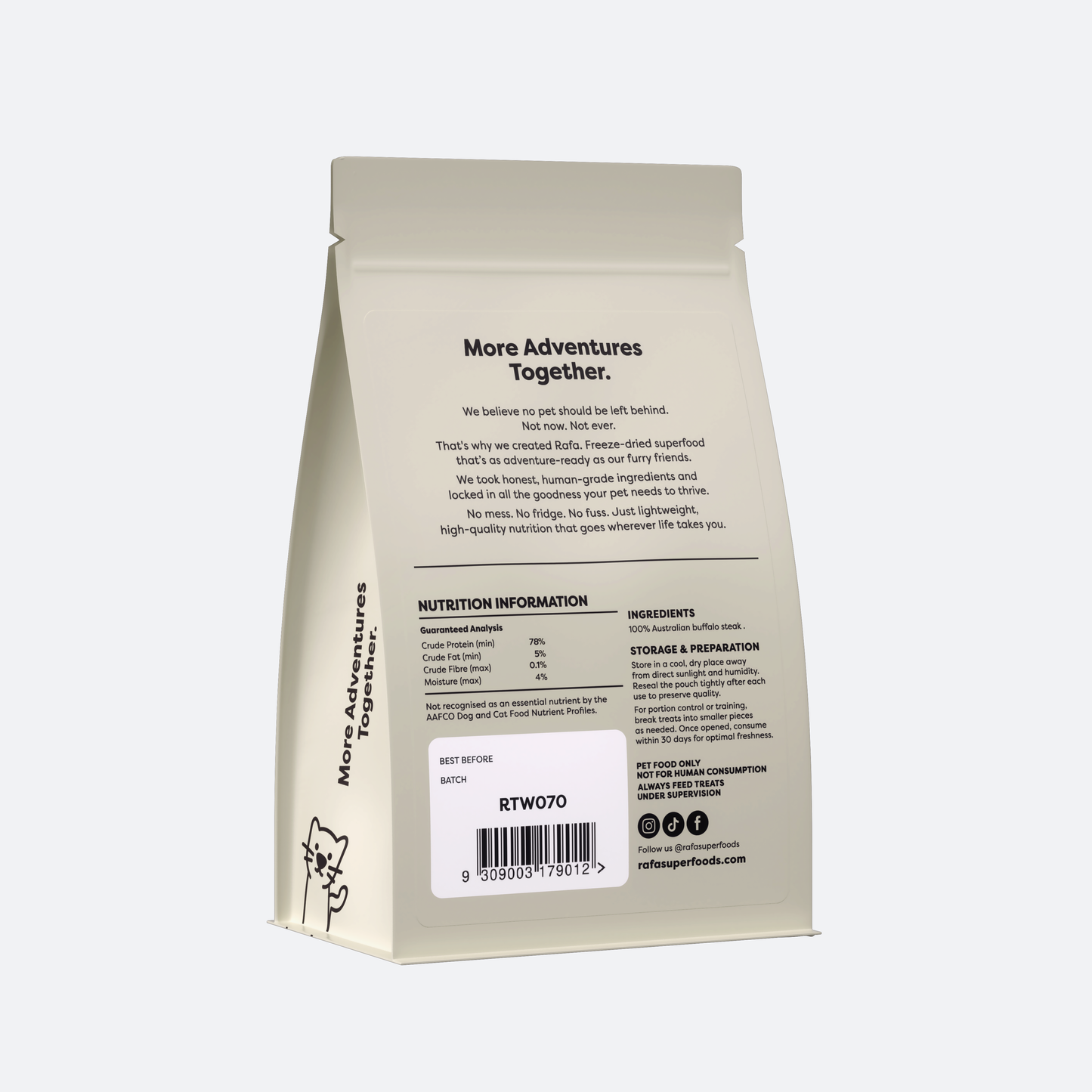 RAFA Raw Freeze-Dried Treats | Human-Grade Buffalo Steak