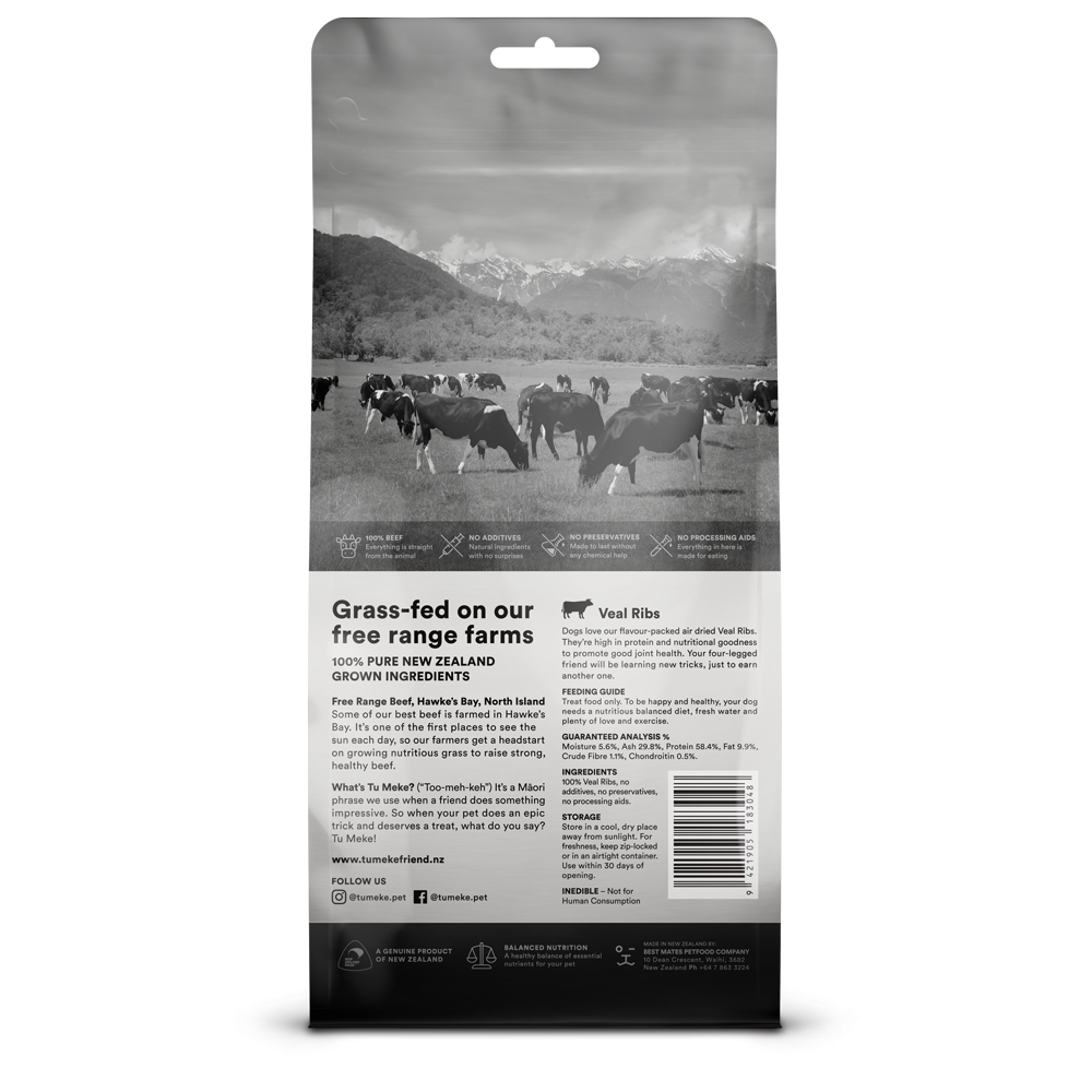 TU MEKE FRIEND Air-Dried Natural Dog Treats Veal Ribs 125G