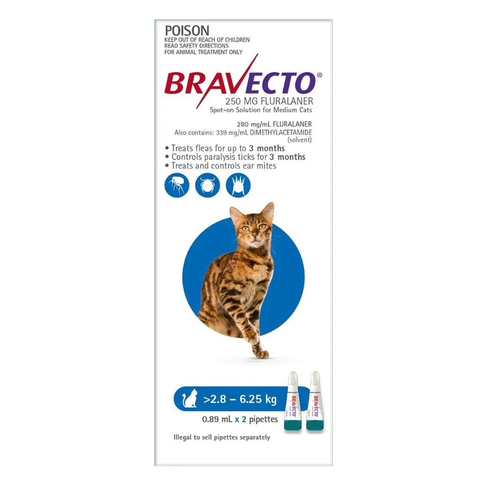 BRAVECTO Spot On For Medium Cats 2.8 - 6.25 KG Blue