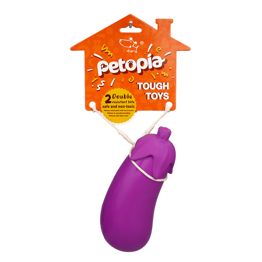 PETOPIA Ultra Tough Dog Toy Stuffed Eggplant