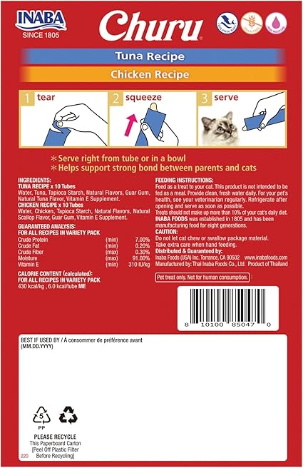 INABA Cat Churu Puree Tuna and Chicken Varieties Box 20P Holiday Edition