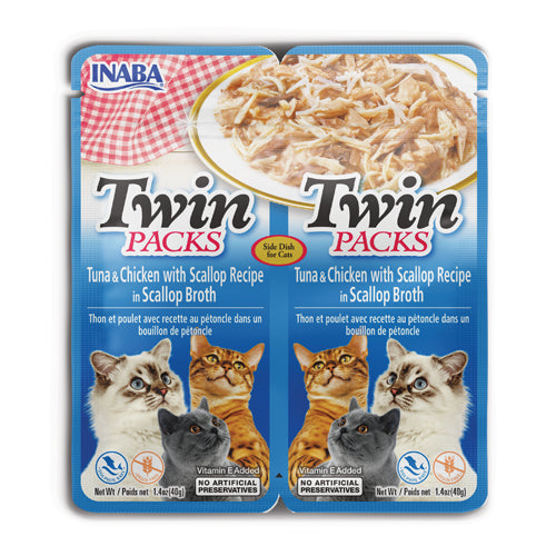 INABA Cat Twin Packs Tuna & Chicken Recipe in Scallop Broth 80G