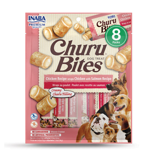 INABA Dog Churu Bites Chicken Wraps with Salmon Recipe 96G