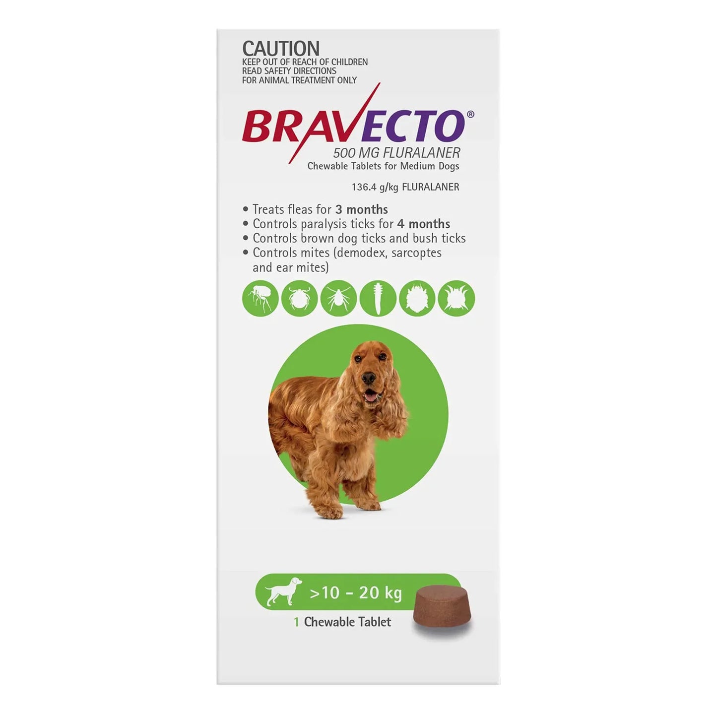 BRAVECTO For Medium Dogs 10-20KG Green
