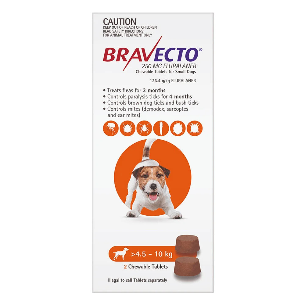 BRAVECTO For Small Dogs 4.5-10KG Orange