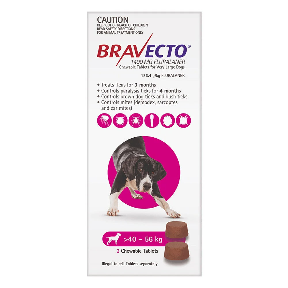 BRAVECTO For Very Large Dogs 40-56KG Pink