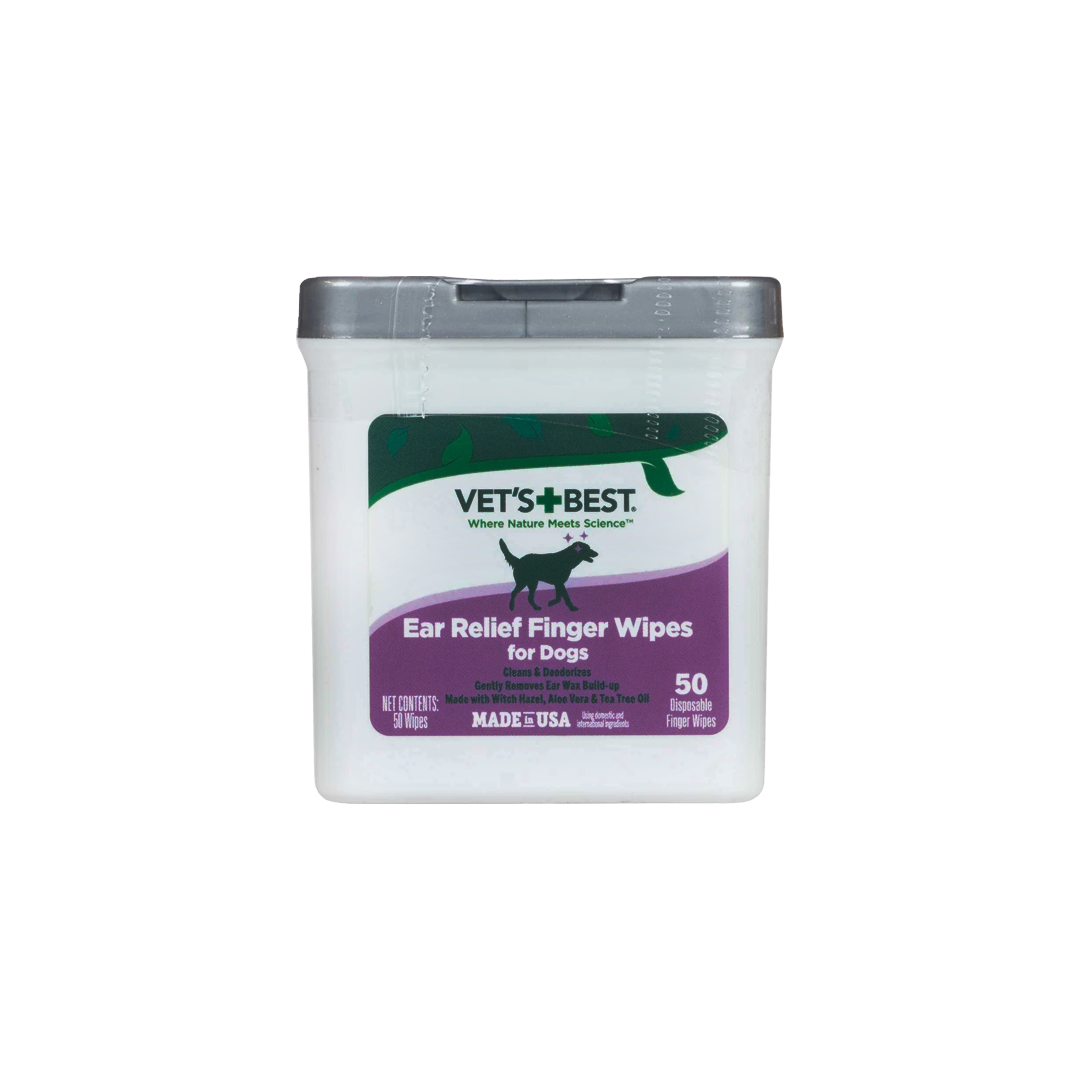 VET'S BEST Ear Relief Finger Wipes for Dogs 50 Pcs (Made in USA)