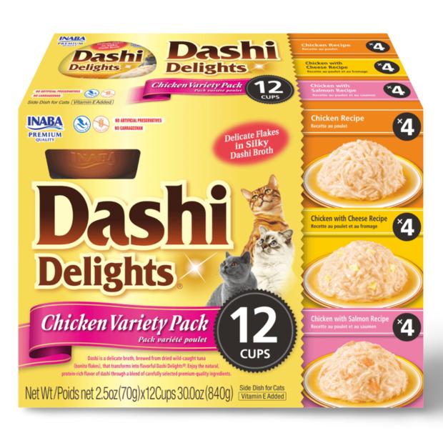 Inaba Dashi Delights Chicken Variety Pack Cat Treats (12 Cups x 70 g)