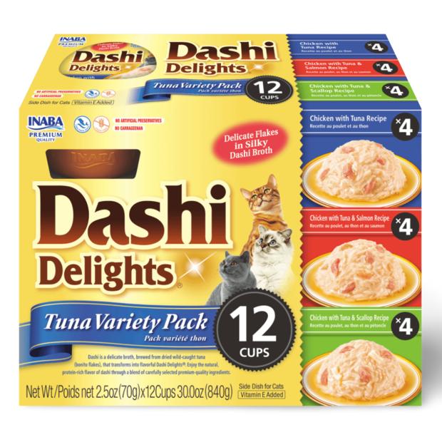 Inaba Dashi Delights Tuna Variety Pack Cat Treats (12 Cups x 70 g)