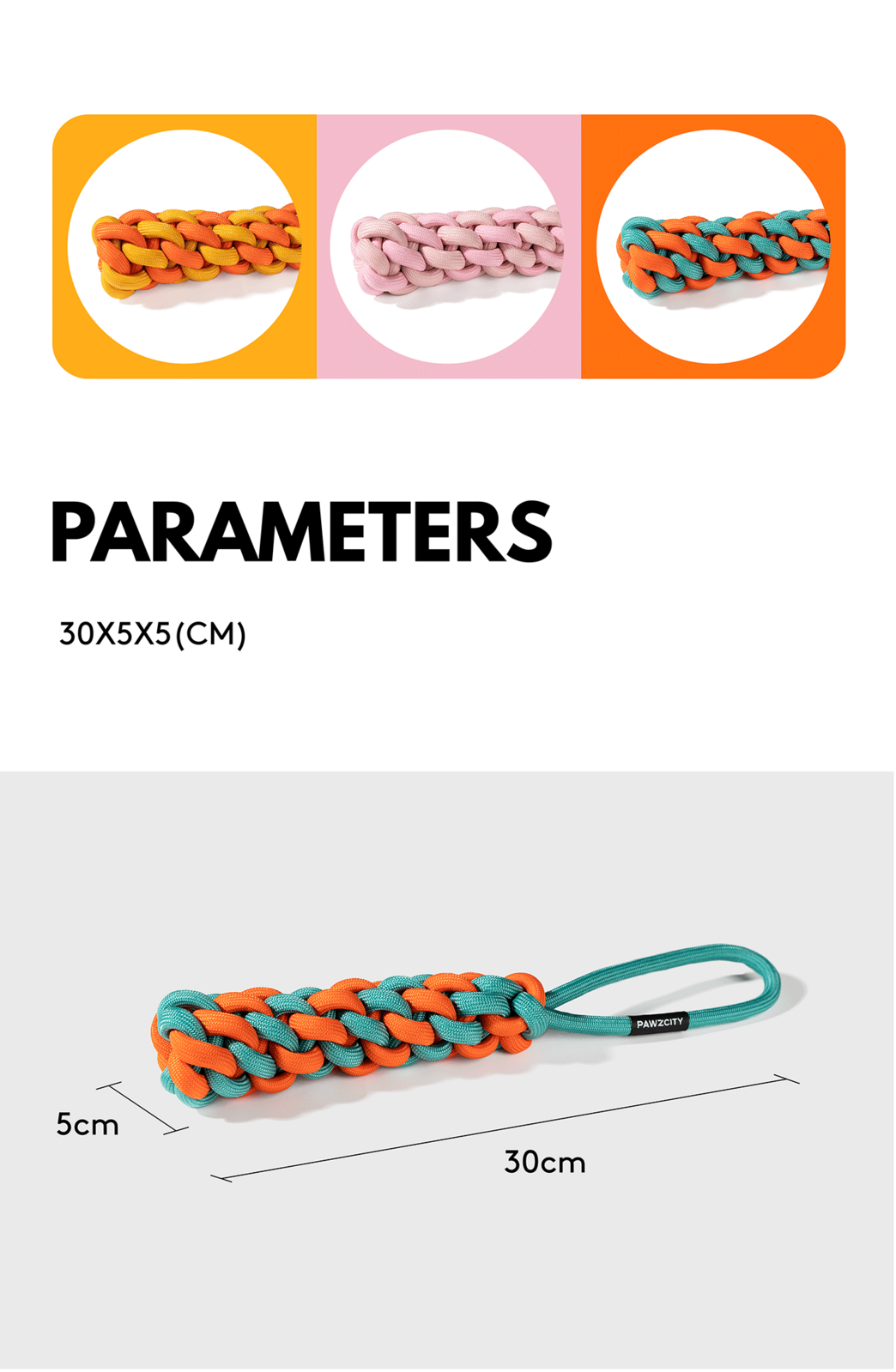 PAWZCITY Interactive Rope Stick With Loop - Rockmelon