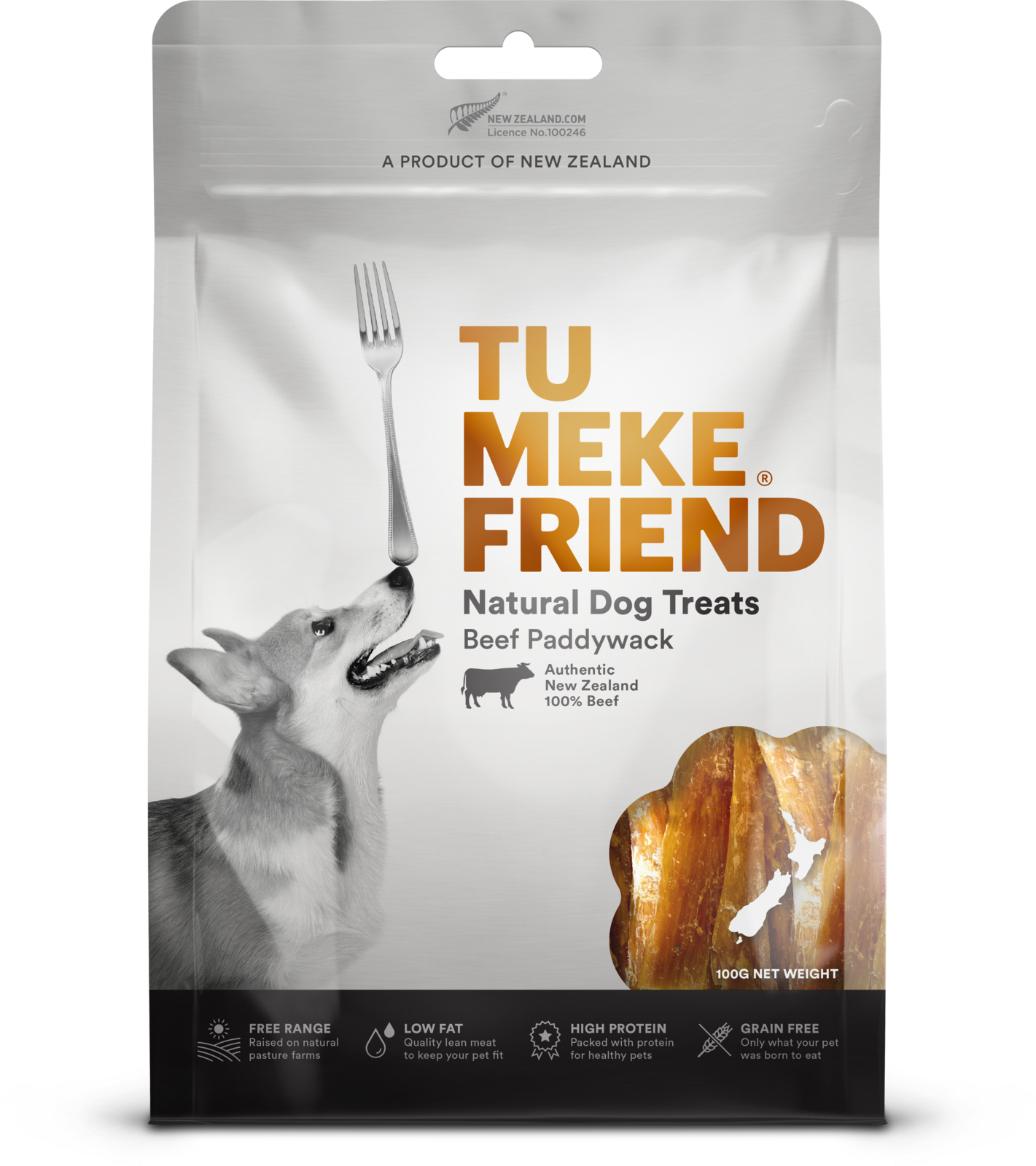 TU MEKE FRIEND Air-Dried Natural Dog Treats Beef Paddywack 100G