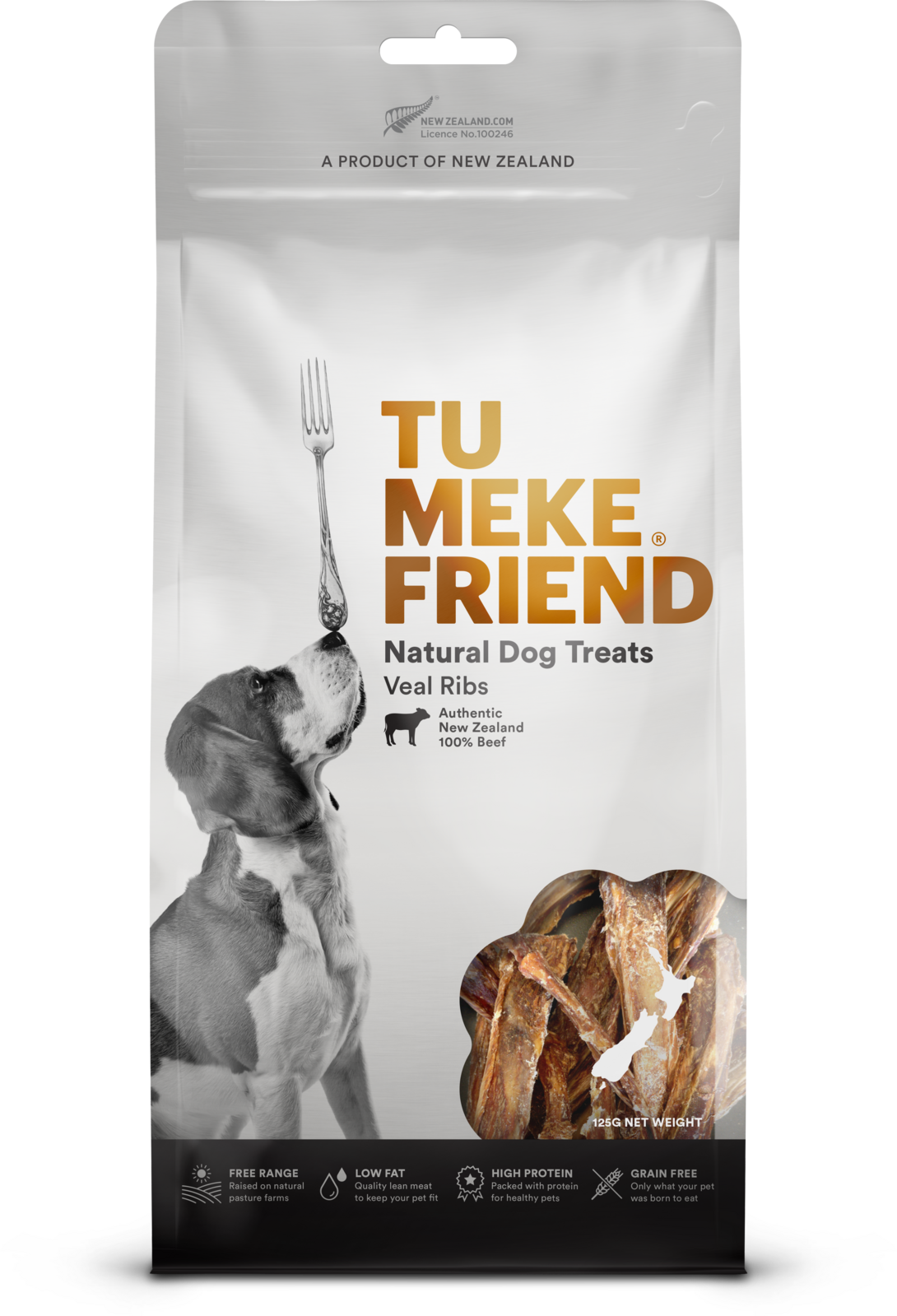 TU MEKE FRIEND Air-Dried Natural Dog Treats Veal Ribs 125G