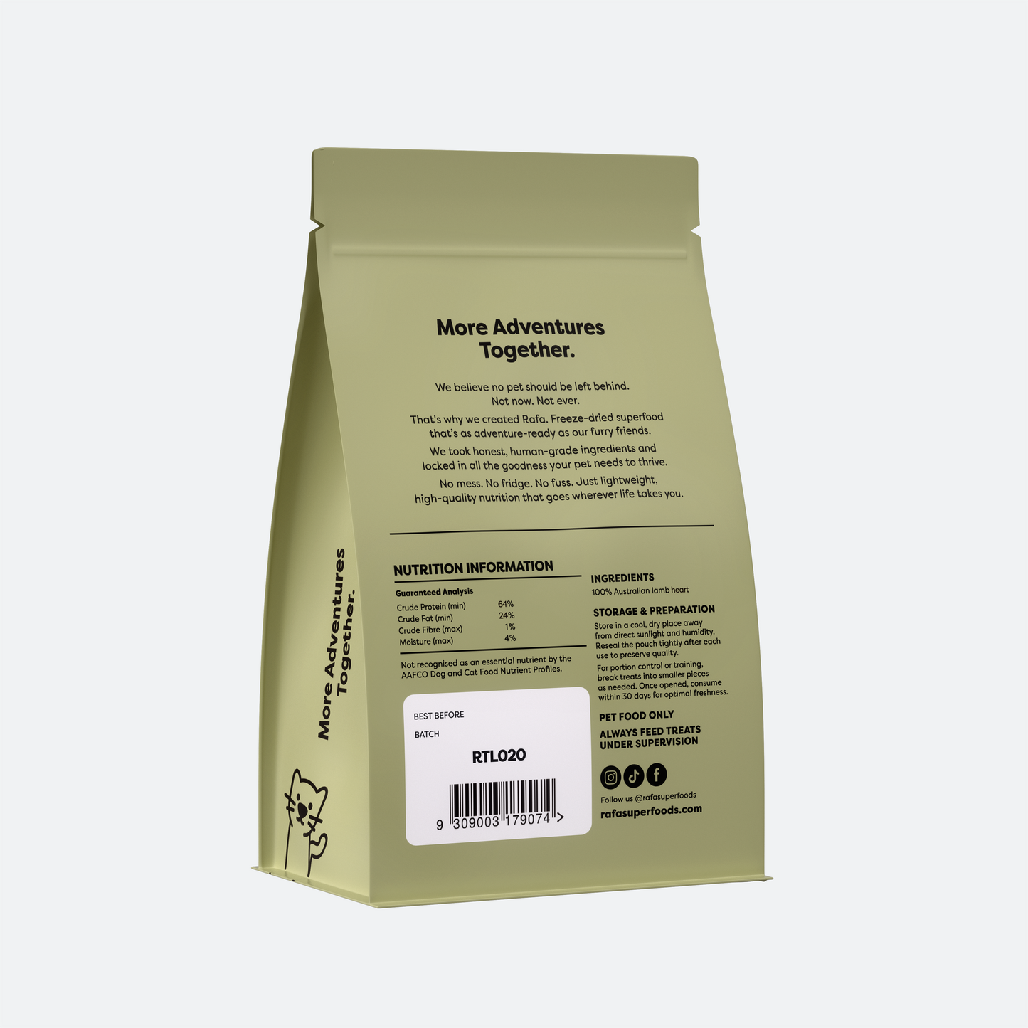 RAFA Raw Freeze-Dried Treats | Human-Grade Lamb Heart