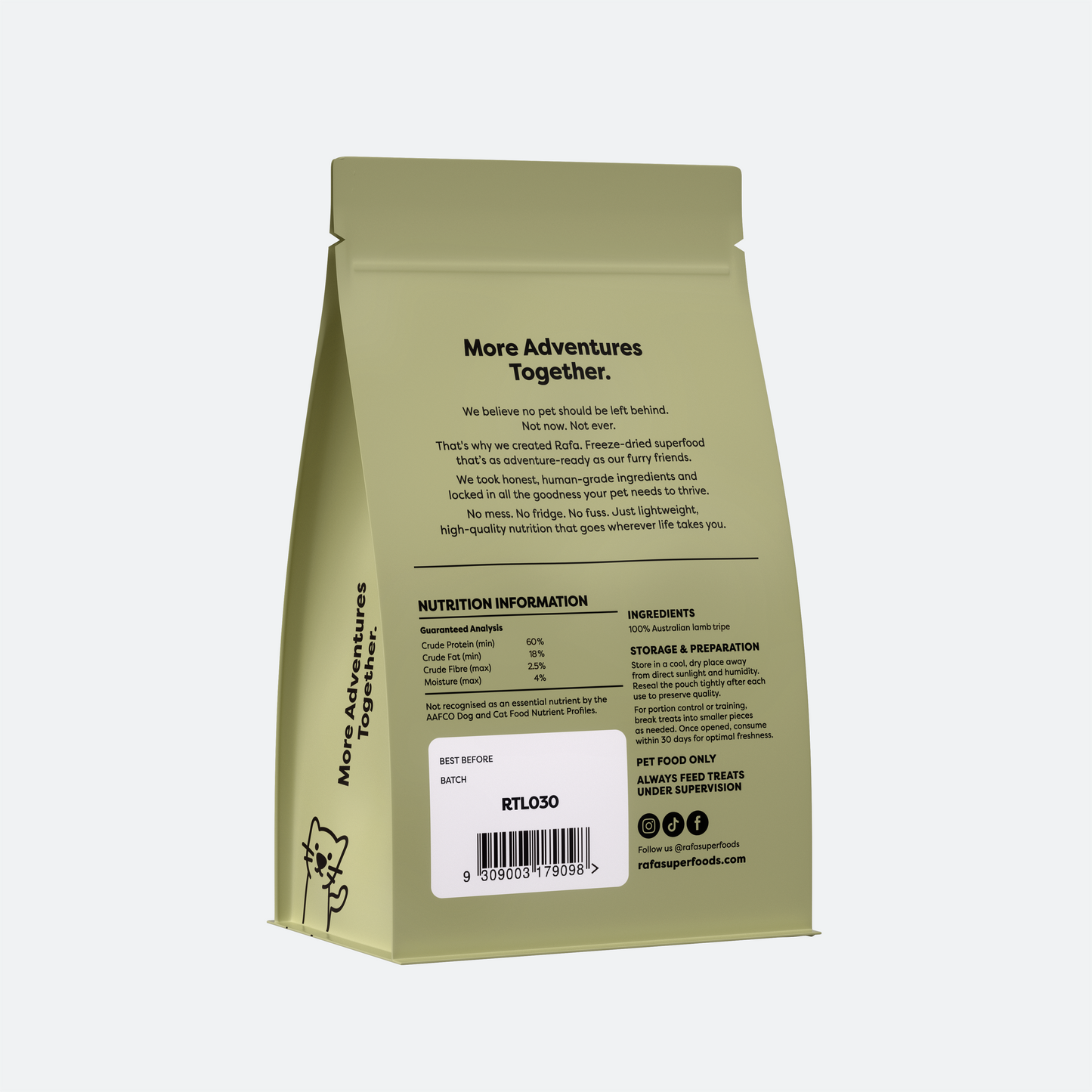 RAFA Raw Freeze-Dried Treats | Human-Grade Lamb Green Tripe