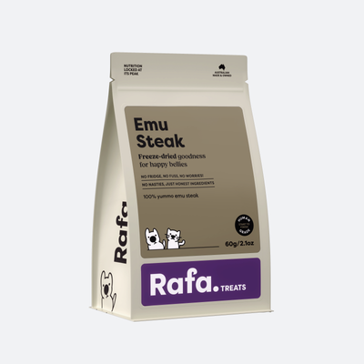 RAFA Raw Freeze-Dried Treats | Human-Grade Emu Steak