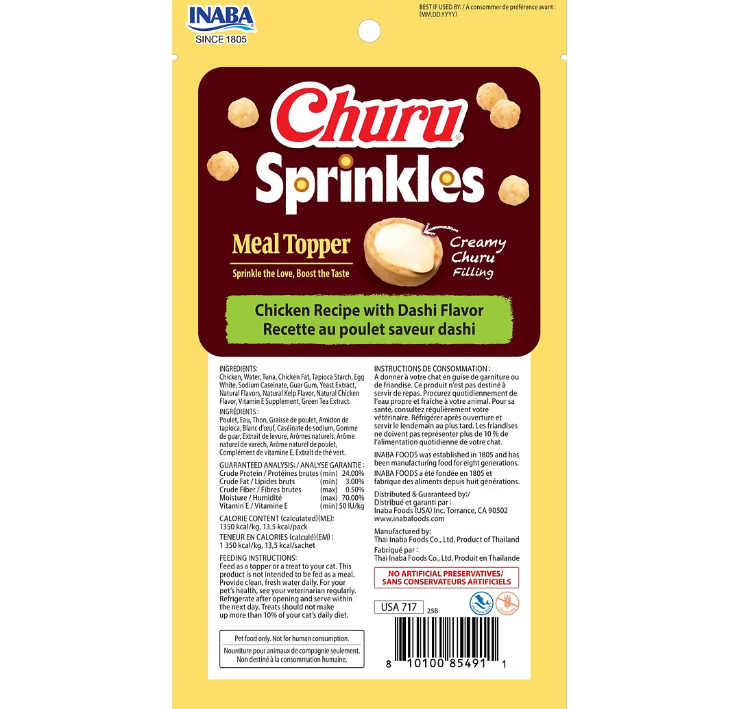 INABA Churu Sprinkles Meal Topper Cat Treats 10G * 3Pack