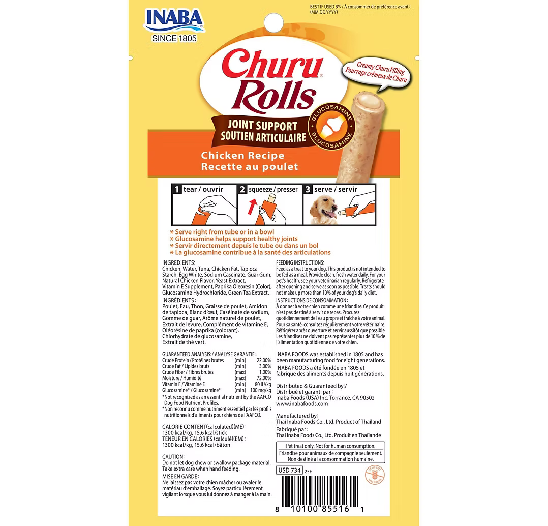 INABA Churu Rolls Joint Support Chicken Wrap 12G * 3 Sticks