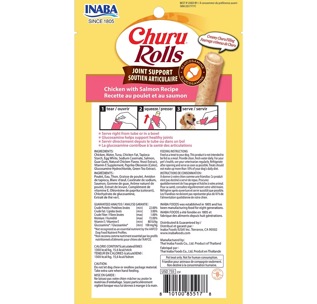 INABA Churu Rolls Joint Support Chicken Wrap 12G * 3 Sticks