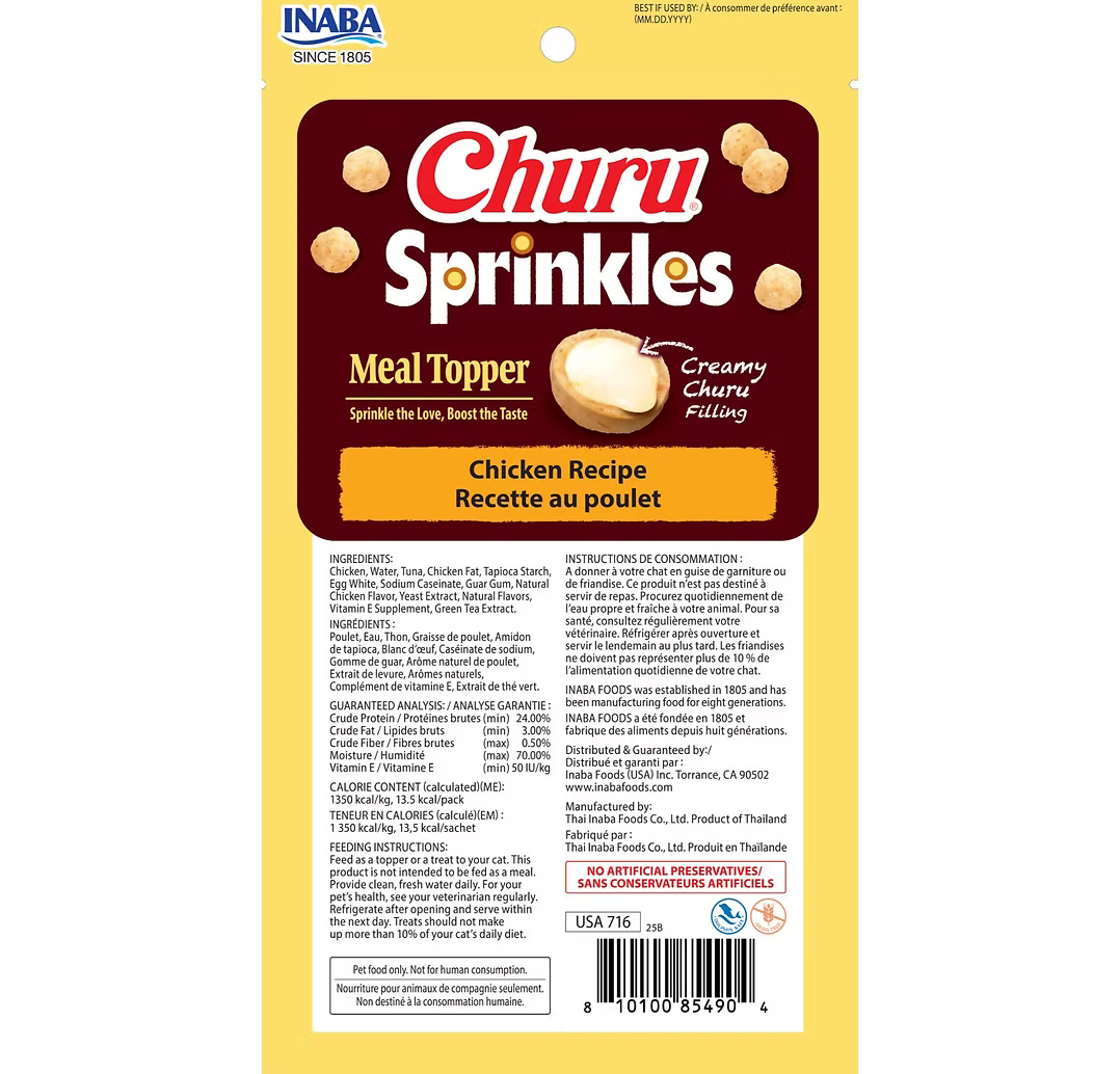 INABA Churu Sprinkles Meal Topper Cat Treats 10G * 3Pack