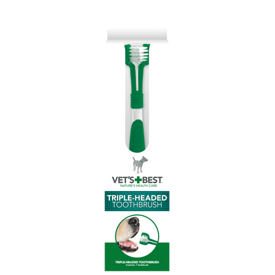 VET'S BEST Triple Headed Toothbrush For Dogs