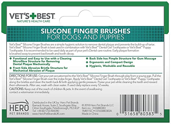 VET'S BEST Dental Silicone Finger Toothbrushes For Dogs