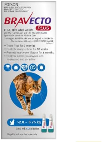 BRAVECTO  Plus For Medium Cats 2.8 - 6.25 KG Blue