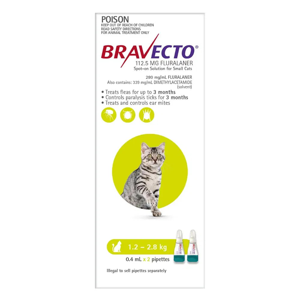 BRAVECTO  Spot On For Small Cats 1.2 - 2.8 KG  Green