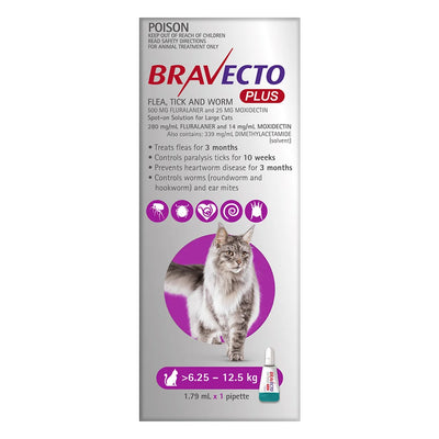 BRAVECTO  Plus For Large Cats 6.25 - 12.5 KG Purple