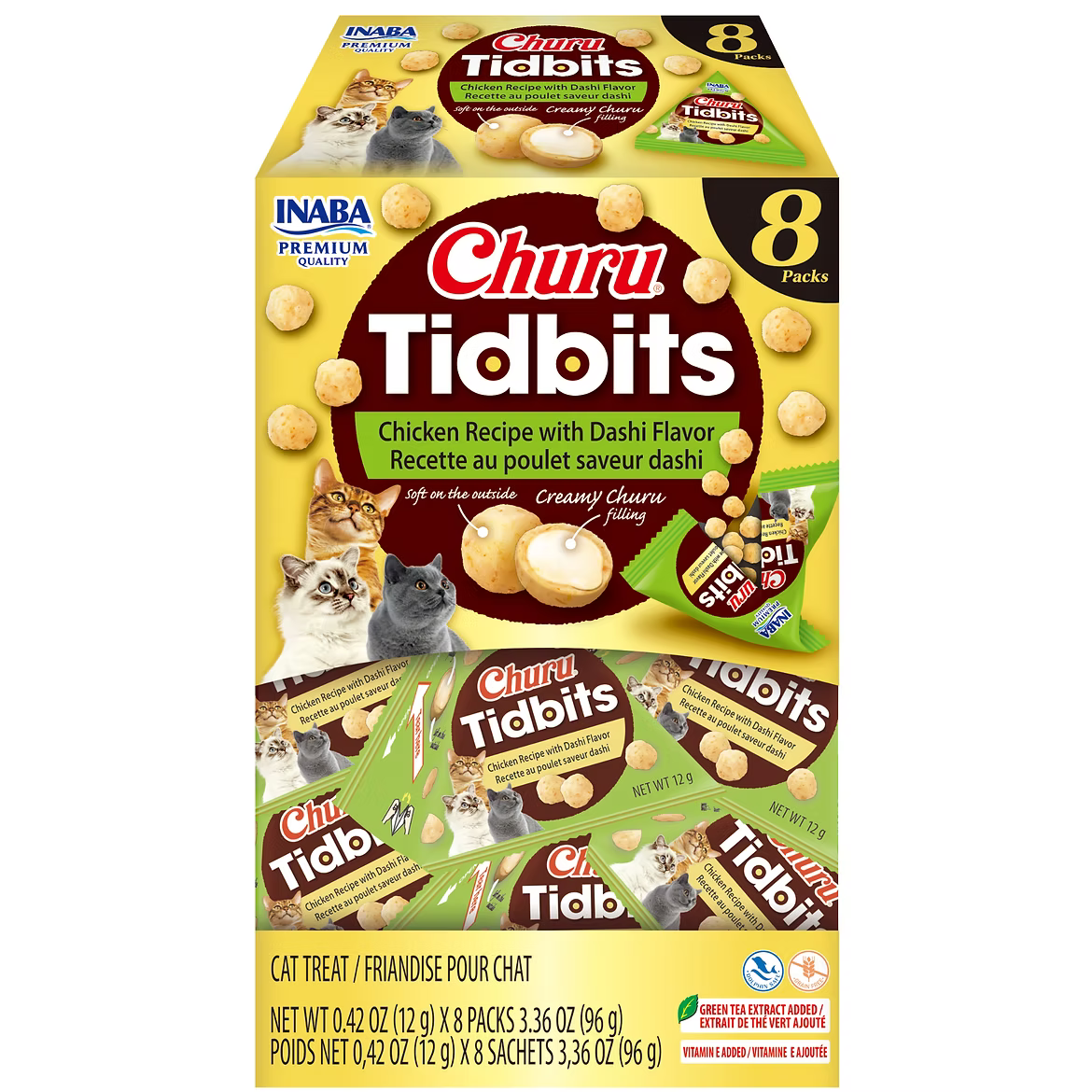 Inaba Churu Tidbits Premium Pet Cat Treats 8 Pack 96g