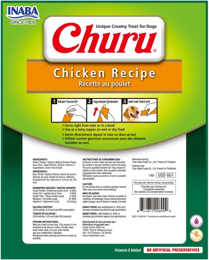 INABA Dog Churu Puree 8P Chicken 160g