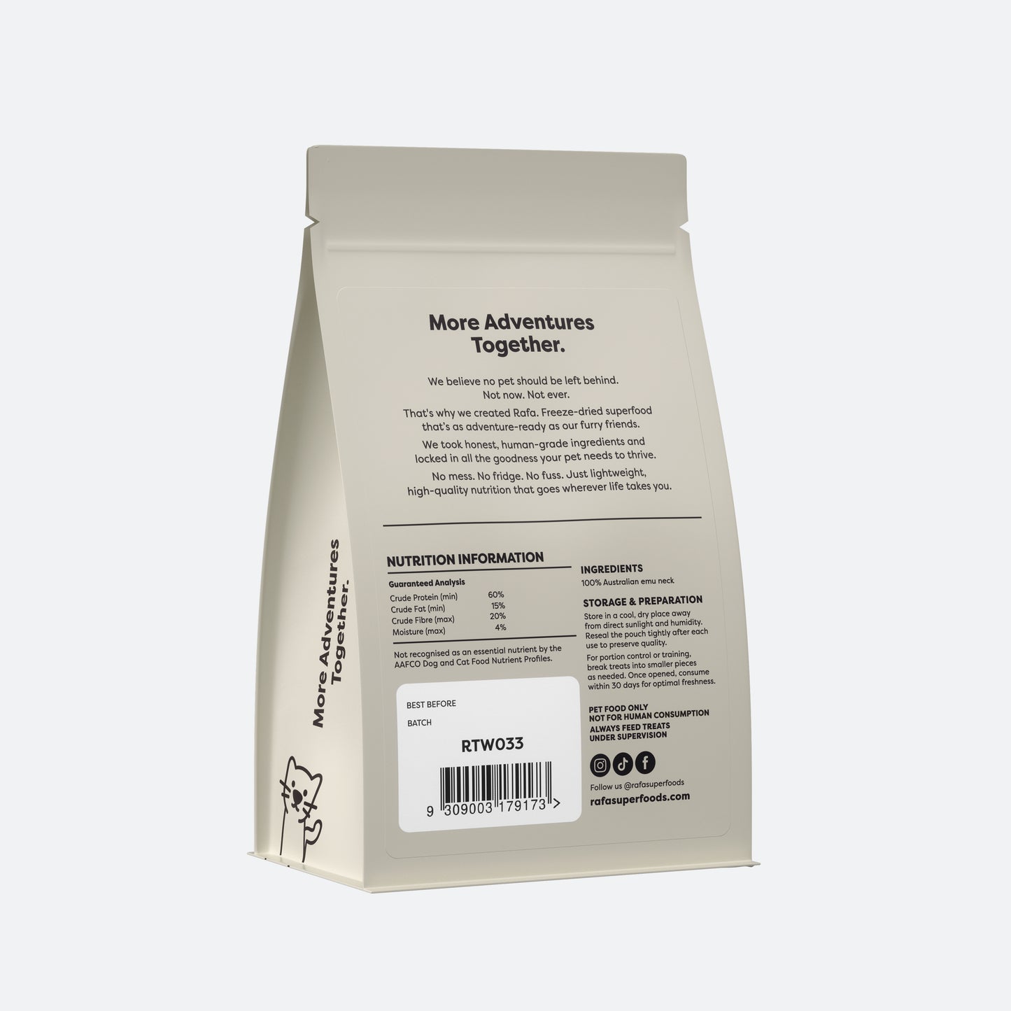RAFA Raw Freeze-Dried Treats | Human-Grade Emu Neck