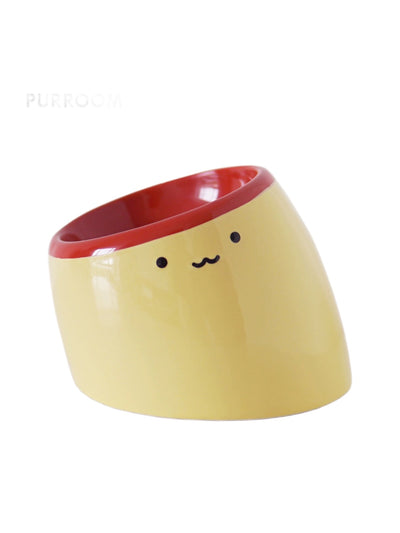 PURROOM Elevated Pudding Ceramic Pet Bowl - Tilted