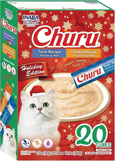 INABA Cat Churu Puree Tuna and Chicken Varieties Box 20P Holiday Edition