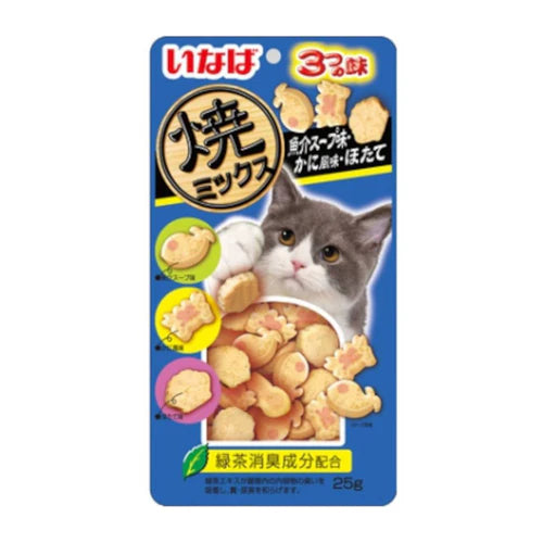 CIAO Soft Bits Mix Chicken Filet with Dried Bonito Seafood and Crab Flavor 25G