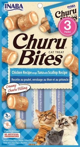 INABA Cat Churu Bites Chicken Wraps With Tuna Scallop 30G