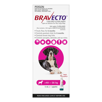 BRAVECTO Spot On For Very Large Dogs 40 - 56 KG Pink