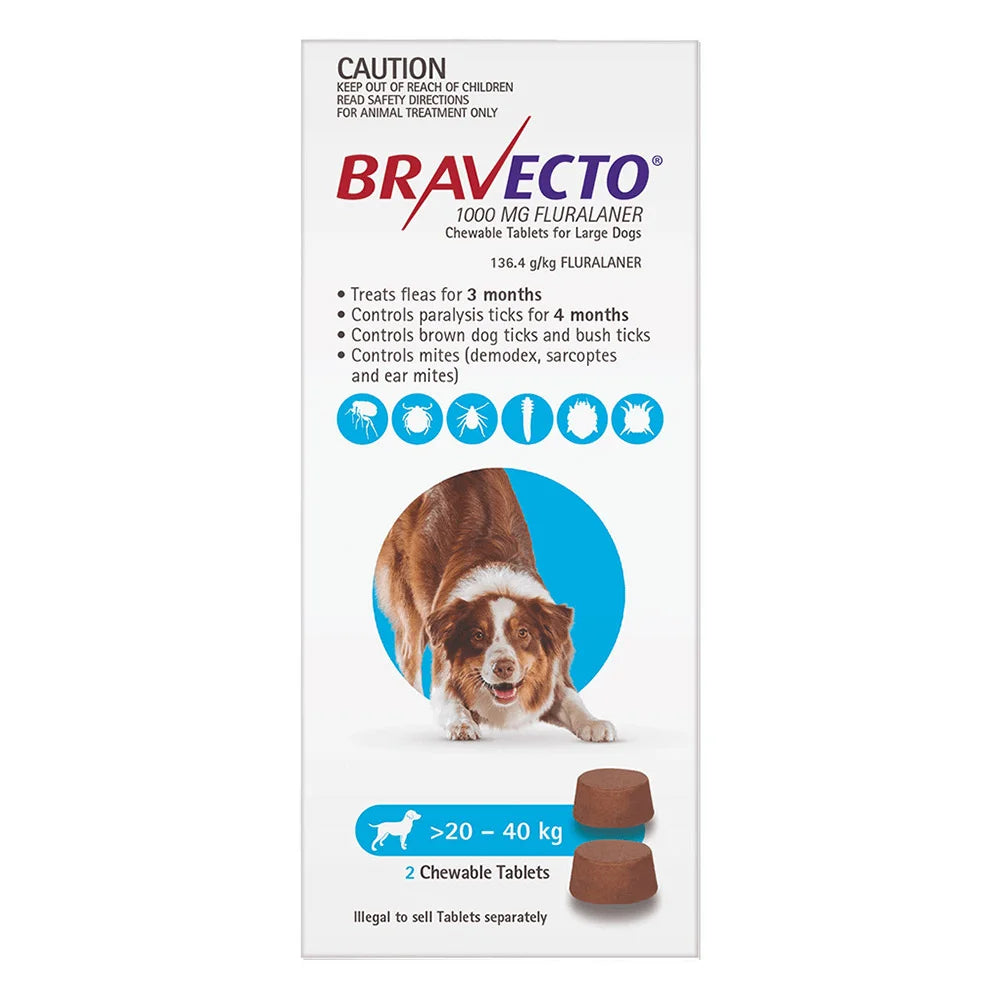 BRAVECTO  For  Large Dogs 20-40KG Blue