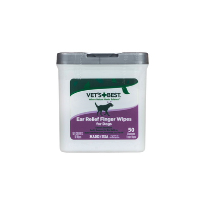 VET'S BEST Ear Relief Finger Wipes for Dogs 50 Pcs (Made in USA)