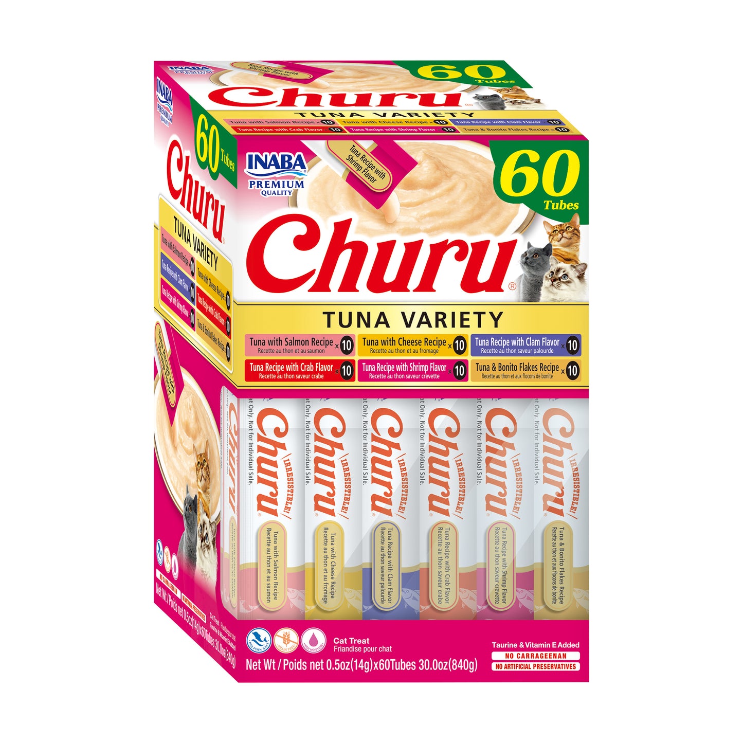 INABA Churu Tuna Cat Treats Variety Box 14g*60 Tubes