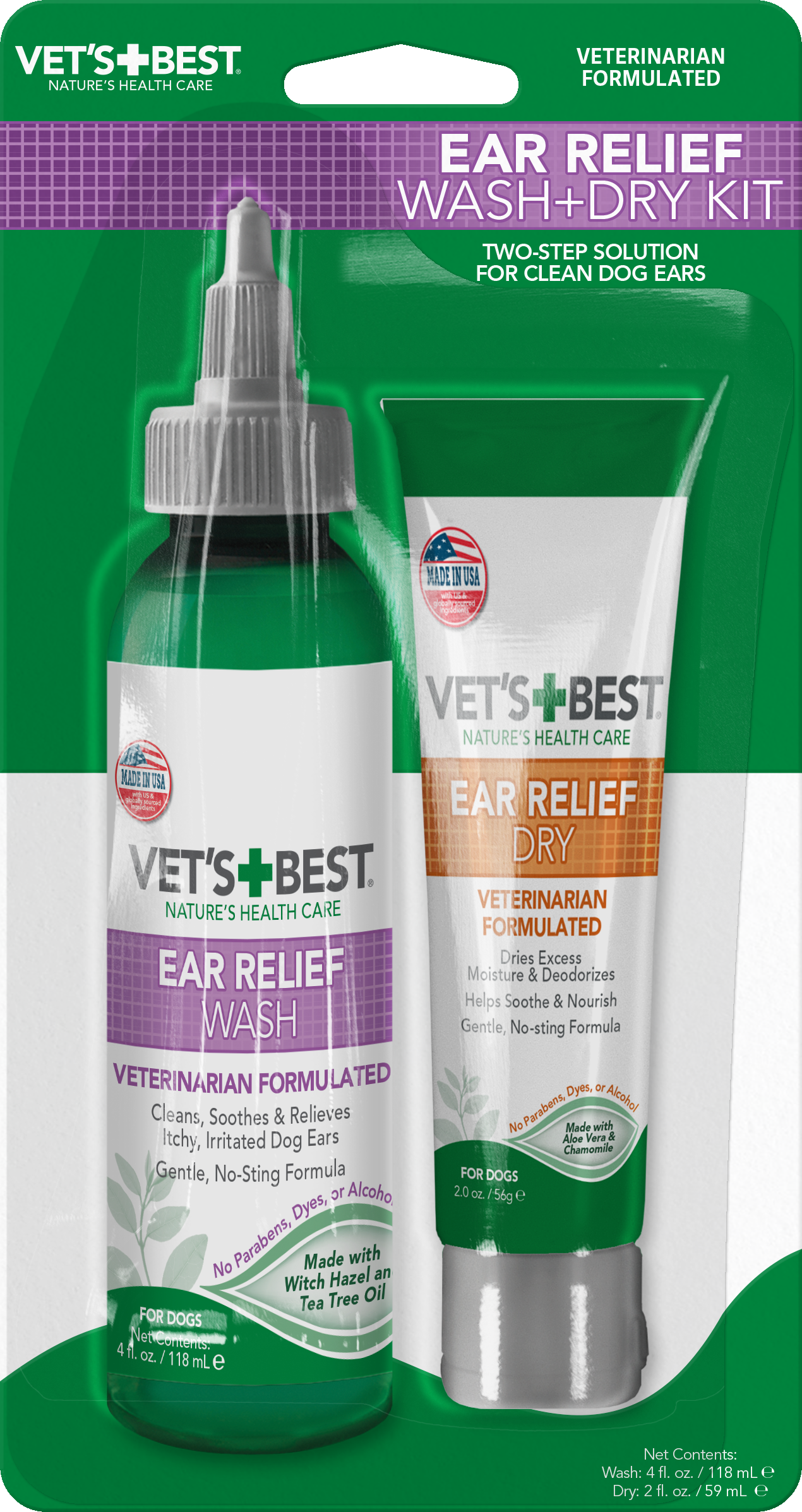 VET'S BEST Ear Relief Wash & Dry Kit