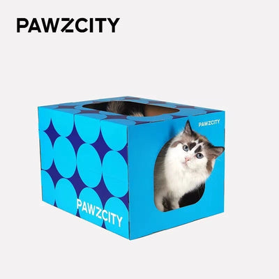 PAWZCITY Cat Scratcher House - Blue