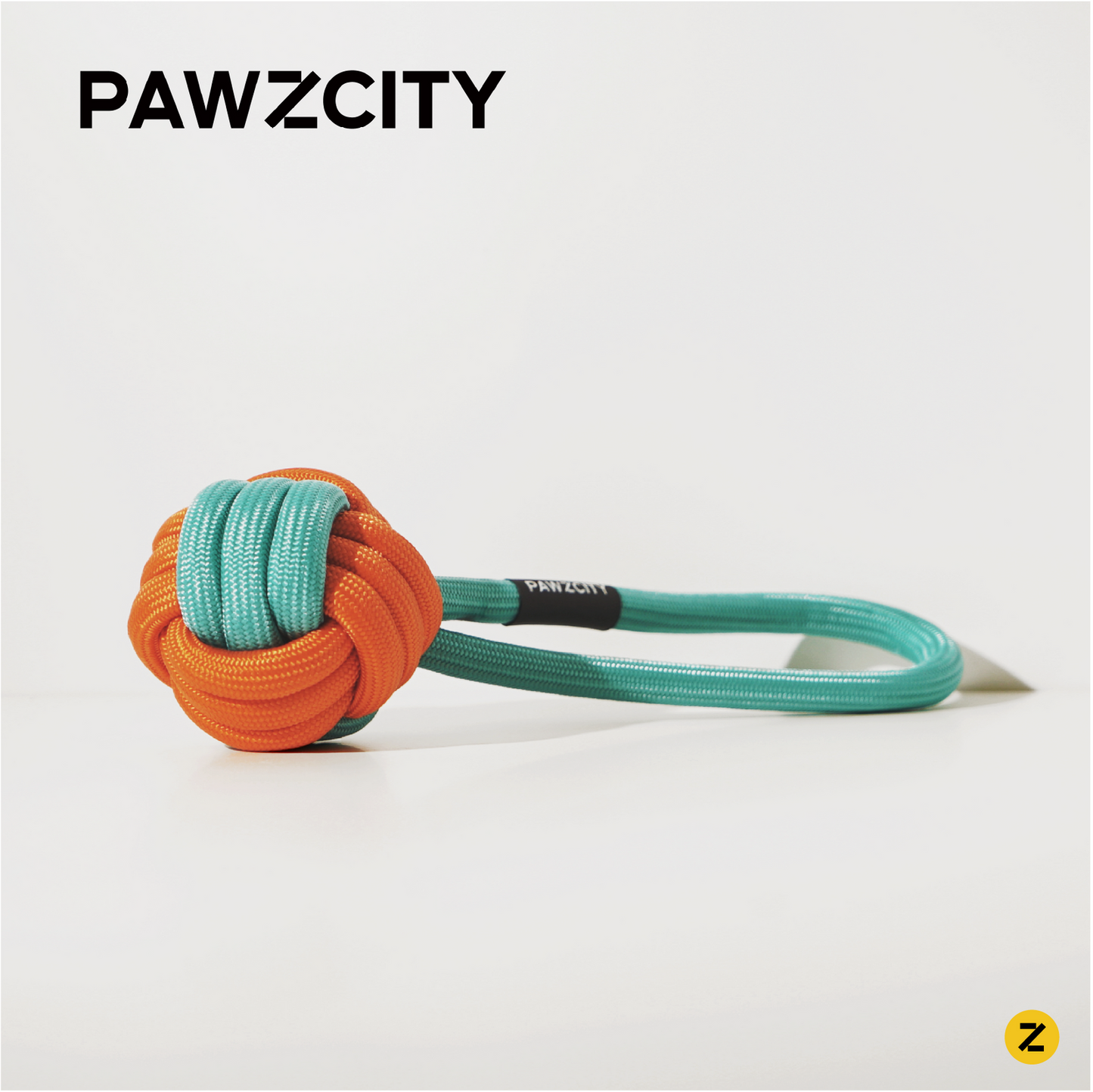 PAWZCITY Interactive Rope Ball With Loop - Rockmelon