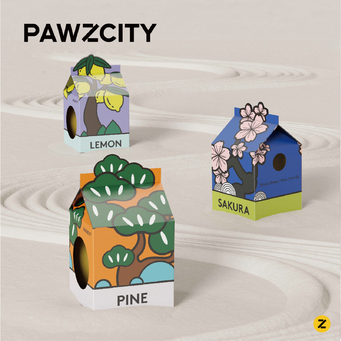 PAWZCITY Tetra-Pak Cat Scratcher House - Pine